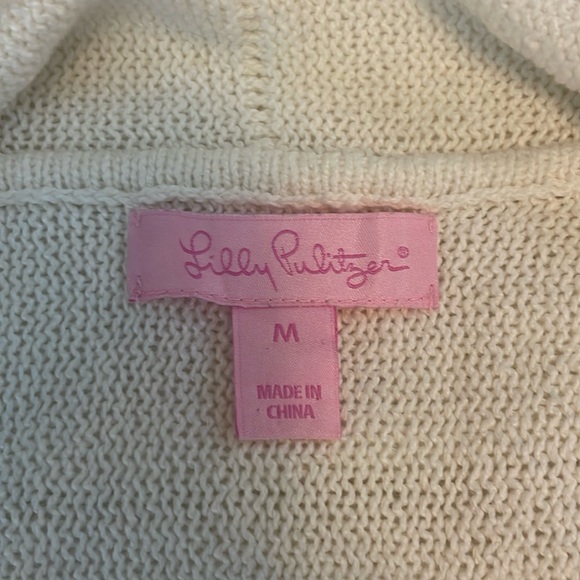 Lilly Putlizer ivory long sleeve open cardigan size medium - Picture 4 of 7